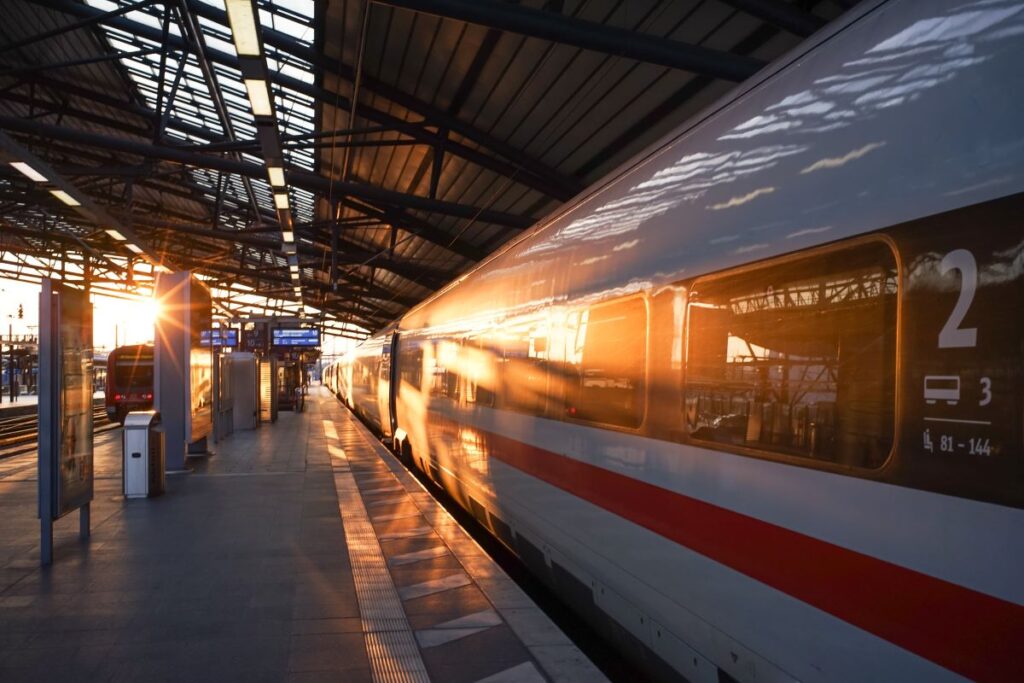 The German ICE train is a great way to travel Europe on a budget.