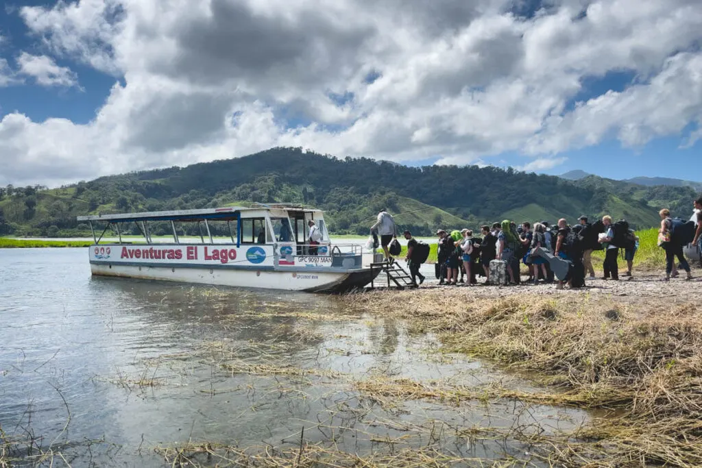 Boarding the boat at Lake Arenal