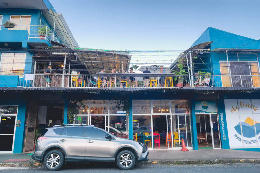 Las Colinas hotel and rooftop bar in La Fortuna.