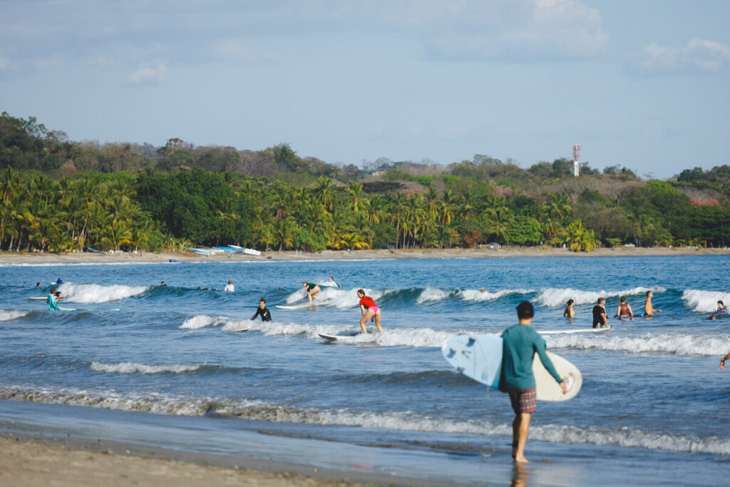 Lots of people surfing at Samara beach.