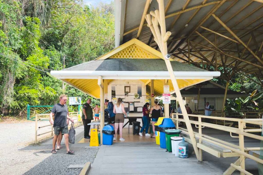 The ticket booth and entrance to Manuel Antonio National Park.
