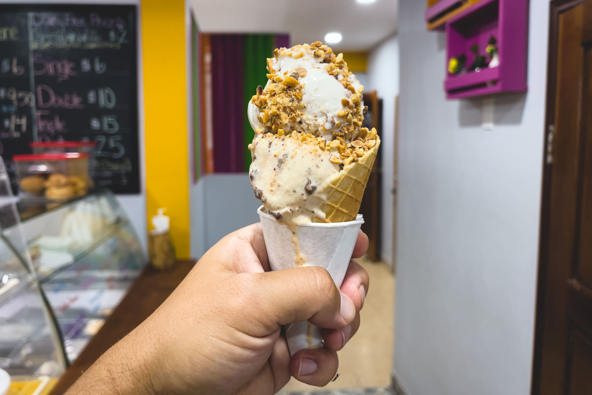 Fresh ice cream from the local gelato store.