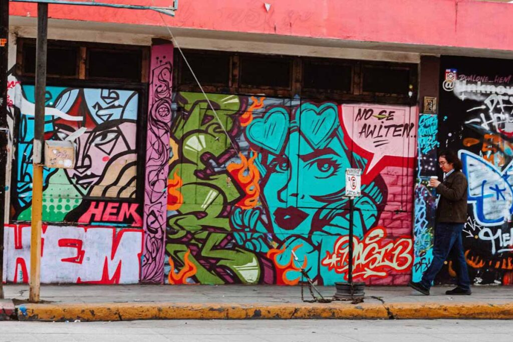 Graffiti on one of the street walls in Ensenada.