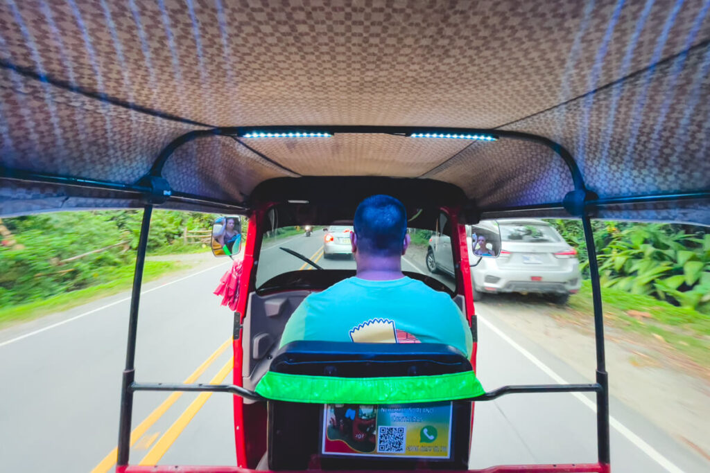 Riding a tuktuk in Costa Rica.