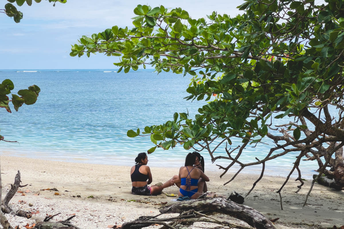 A group of girls enjoying their time at Punta Cahuita beach.