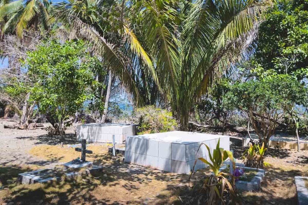 Some of the tombs in Cabuya Island Cemetery.