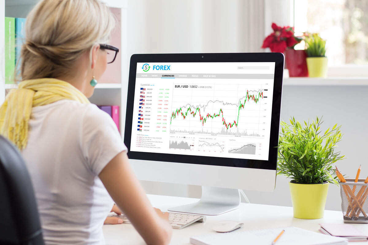 Stock charts on a screen