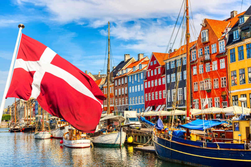 Copenhagen, Denmark buildings with flag