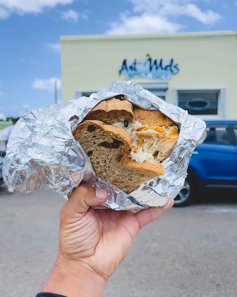 Biggest fish sandwich you have every seen is right here at this Bermudian restaurant.