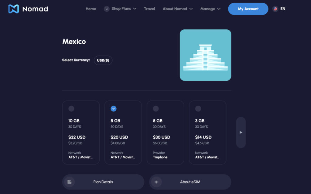 Mexico Nomad eSIM rates