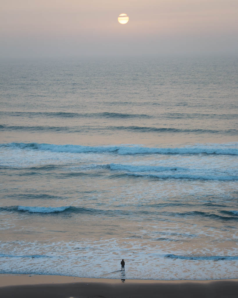 Sunset setting in the ocean in Mirleft.