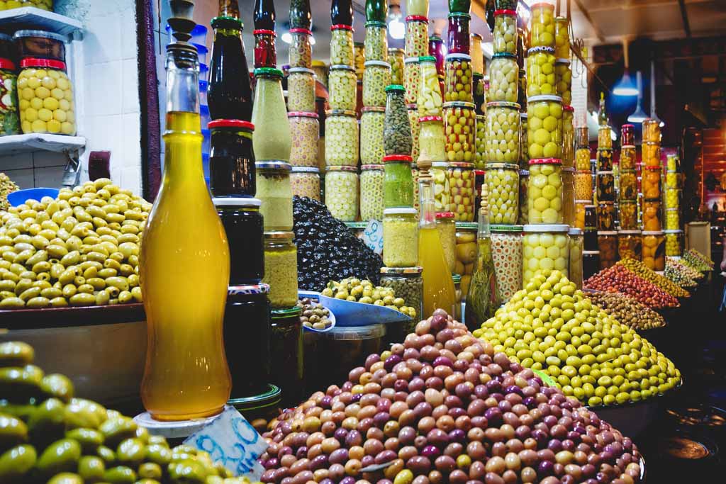 A large bottle of Moroccan olive oil.