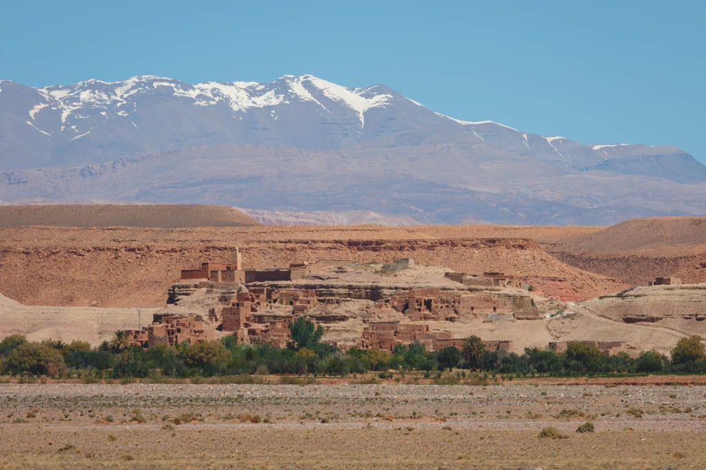 Snow capped Atlas mountains in Morocco. 