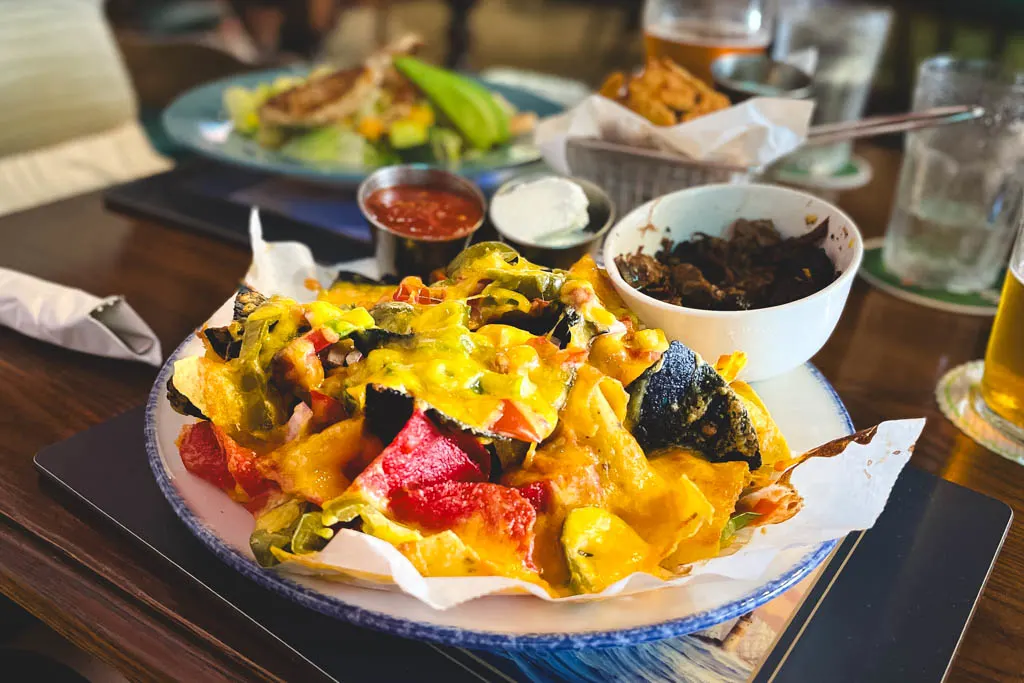 Plate of nachos at the Frog & Onion Restaurant in Bermuda.