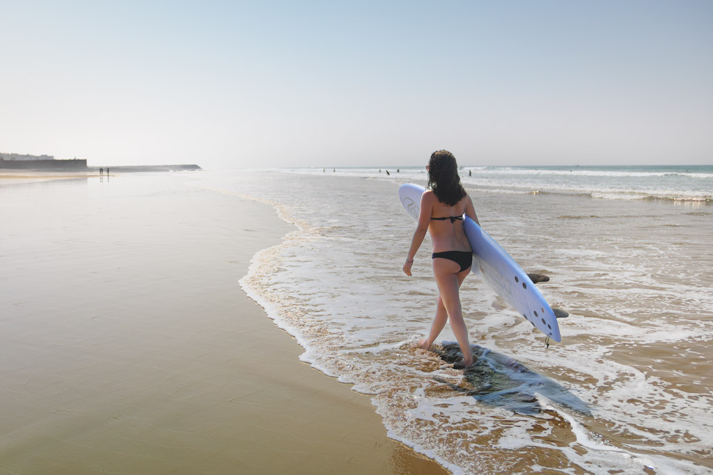 Nina surfing in Taghazout Morocco as a digital nomad