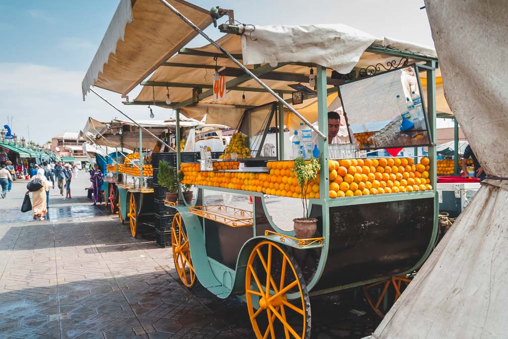 Orange juice vendor in Marrakesh Morocco.