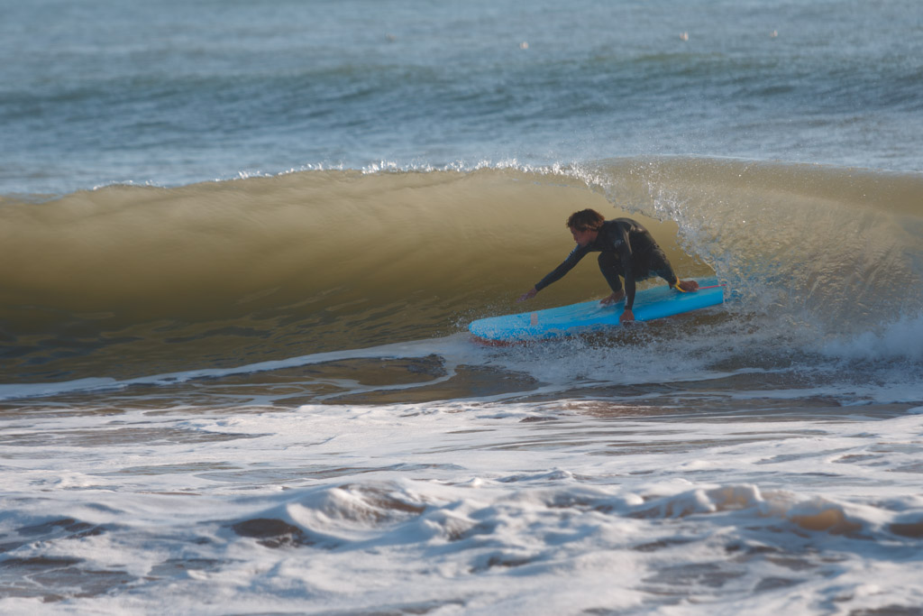 Surfer riding a barrel in Morocco.