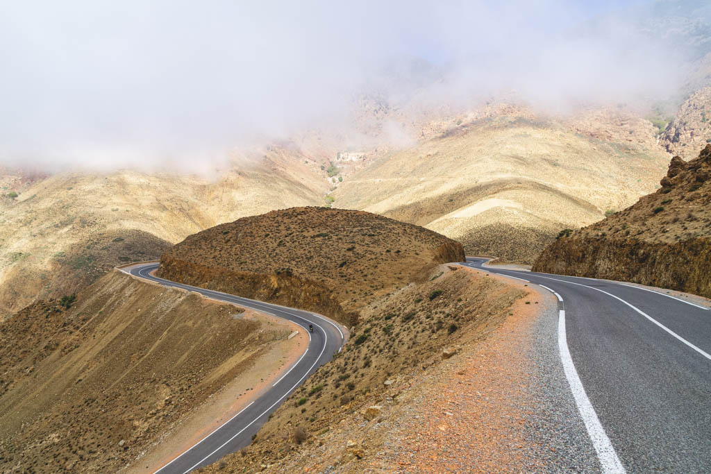 The windy scenic roads of Tizi n'Test Pass in Morocco.