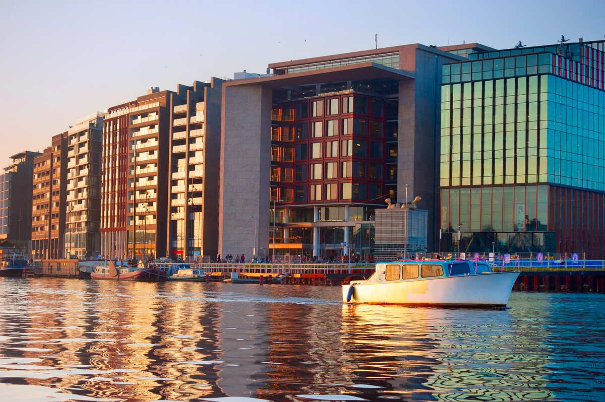 Canal and office buildings in Amsterdam