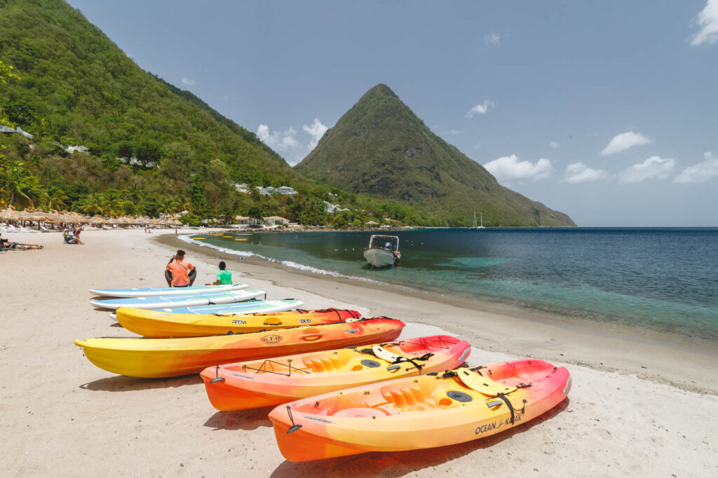 Kayaks on Sugar Beach