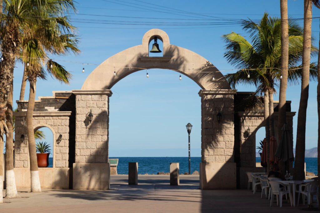 Stone archway leading to the Malecon in Loreto, Baja Sur.