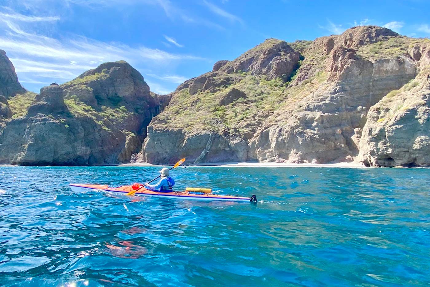 Man sea kayaking near Loreto. Man sea kayaking near Loreto.