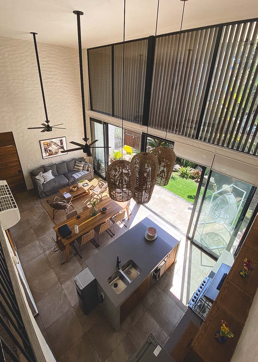 Top down view of spacious living area in our Sayulita condo. 