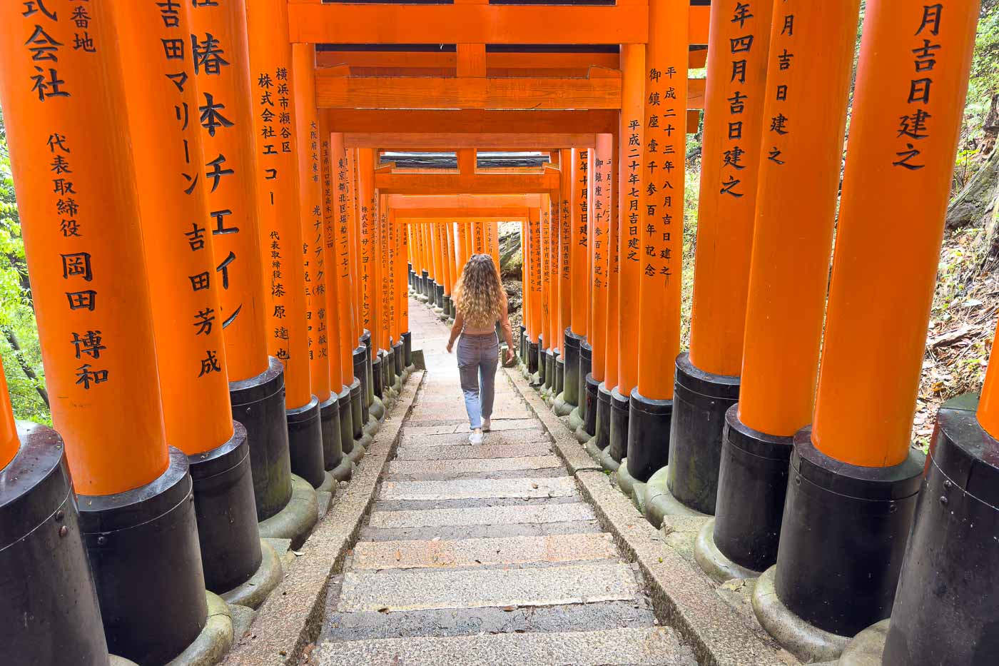 Nina walking down the Fushimi Inari hike.