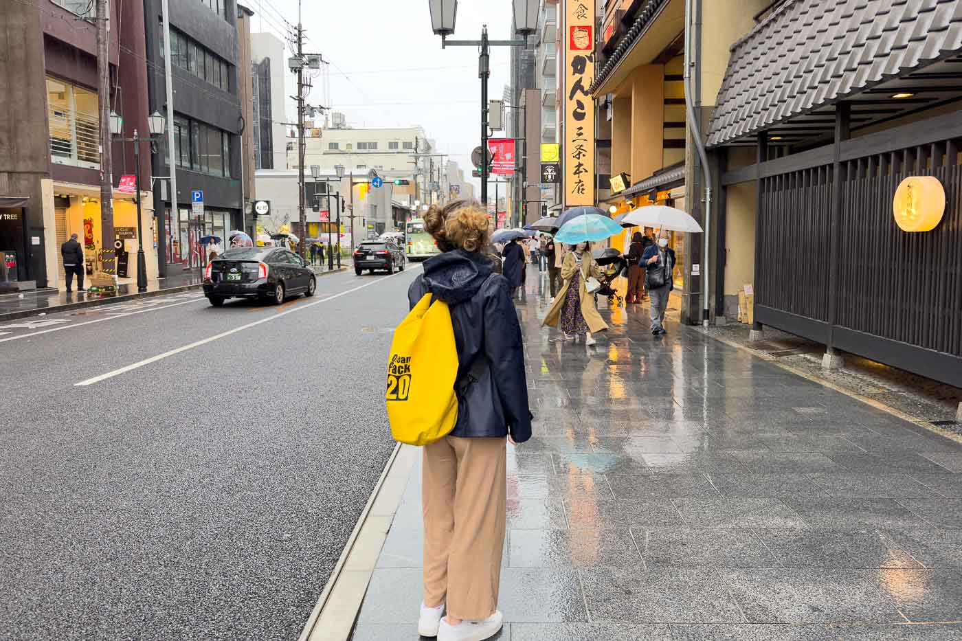 Nina in Kyoto on a rainy day.