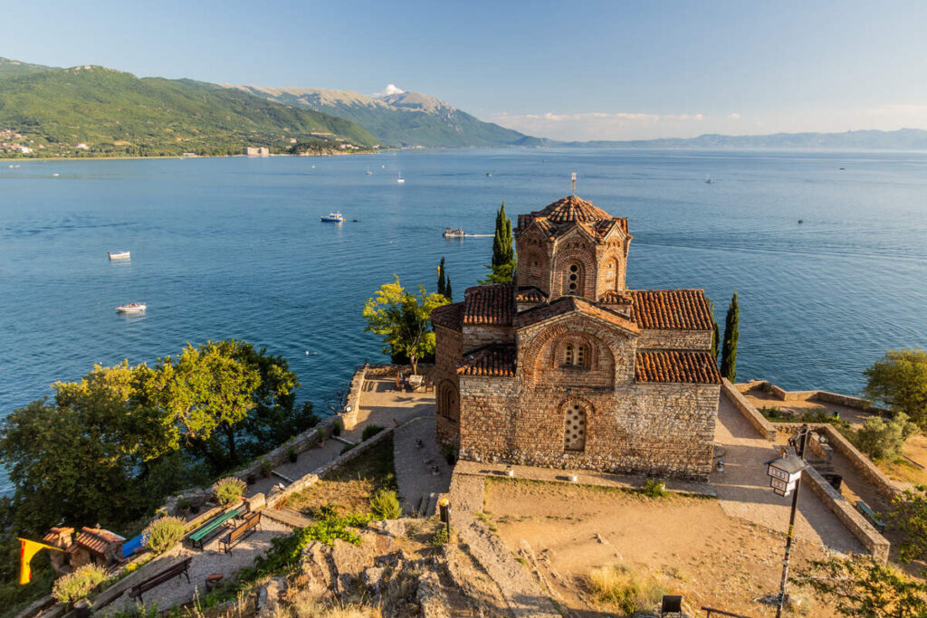 Ohrid Lake with old house looking over it.