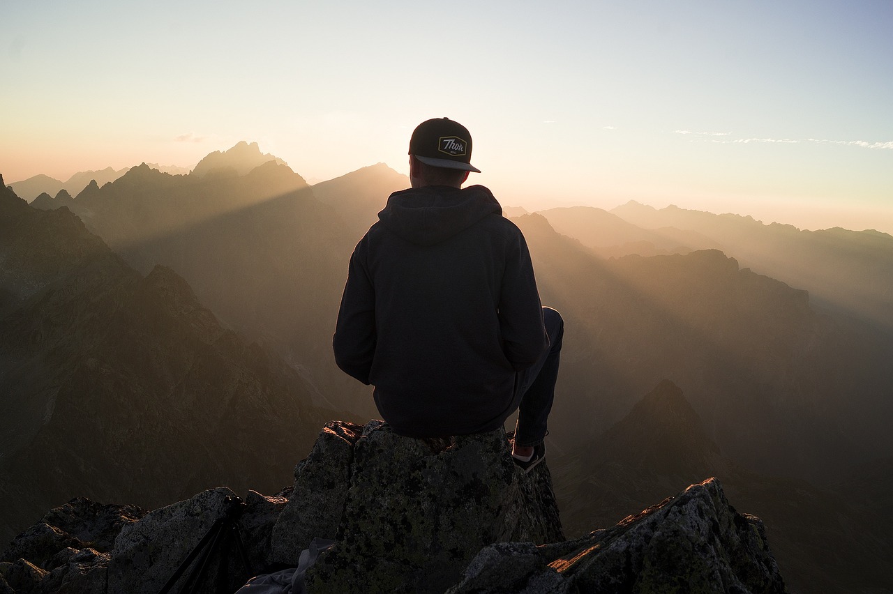 man, hiker, mountains, viewpoint, sit, sitting, guy, mountain ranges, mountain view, summit, peak, mountaineer, nature, slovakia, sunset, landscape, man, hiker, guy, guy, guy, guy, guy, mountain view, summit