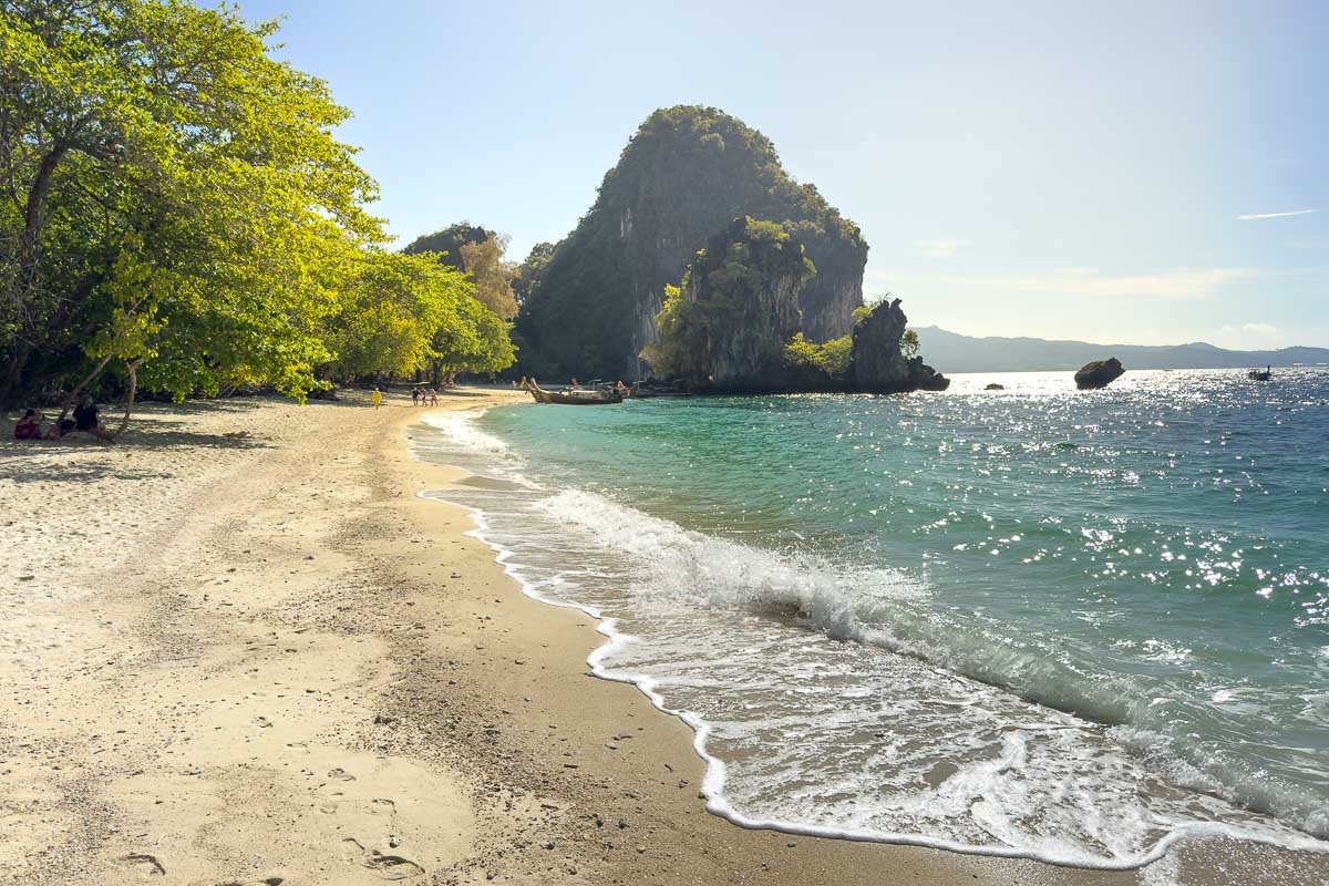 Hong Beach, long with rock at the end on a sunny day.