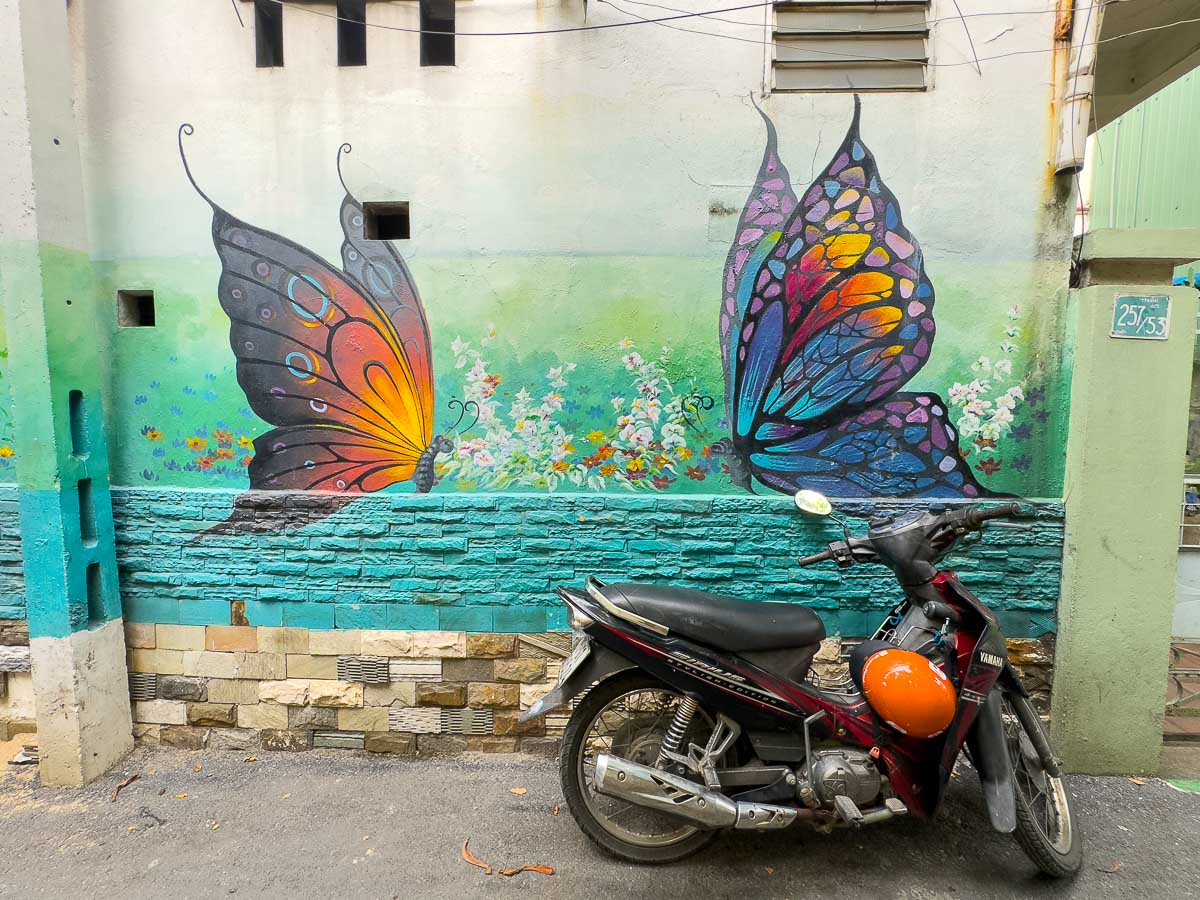 Da Nang motorcycle butterfly mural