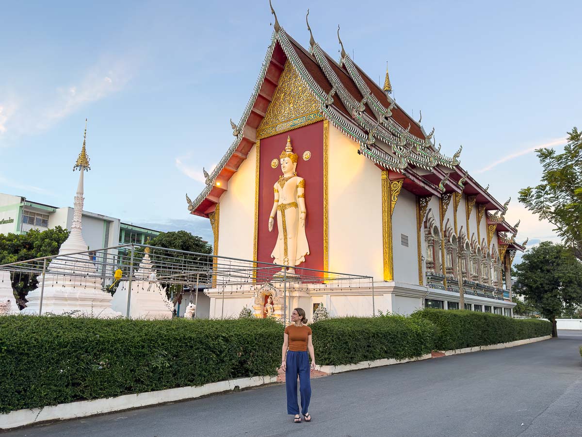 Nina outside temple in Chiang Mai.