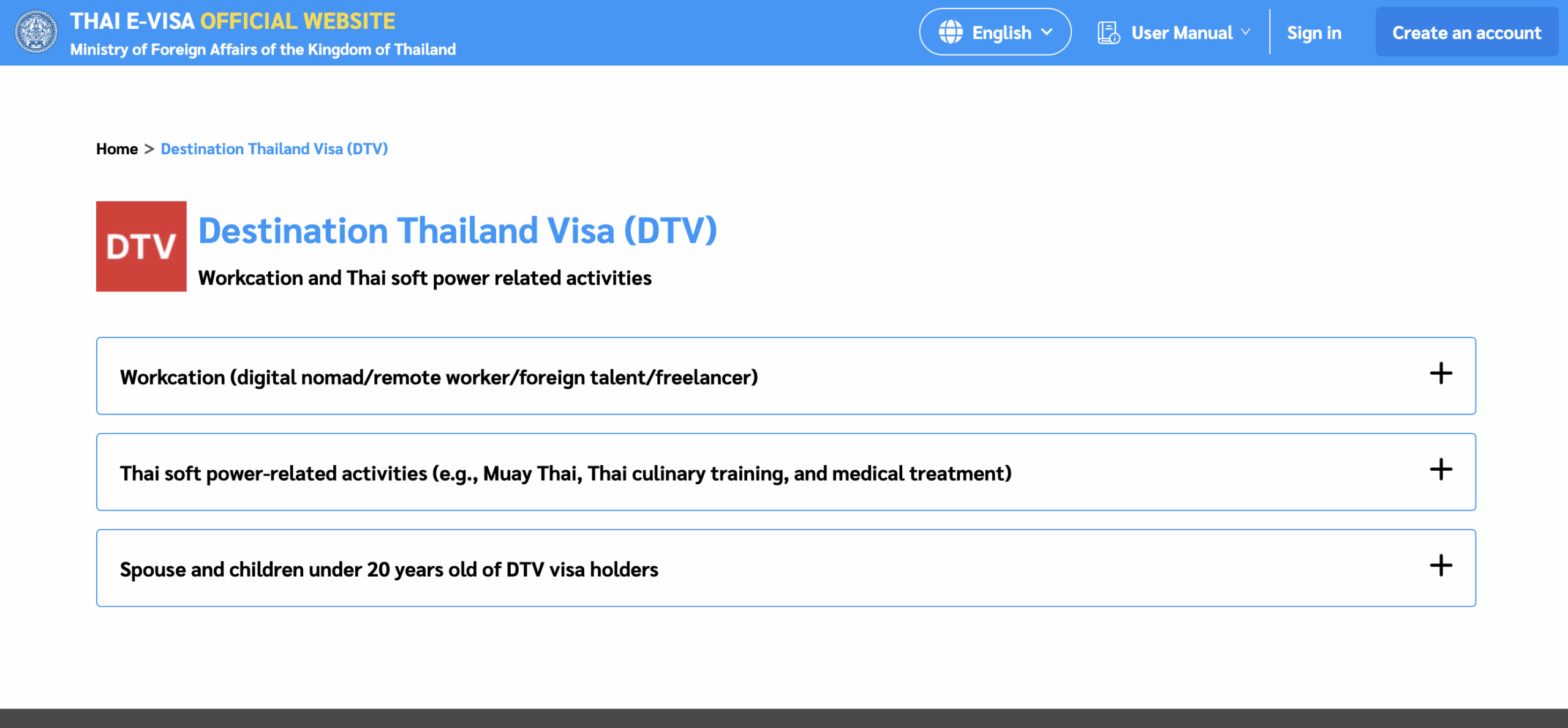 Thailand e-visa portal.