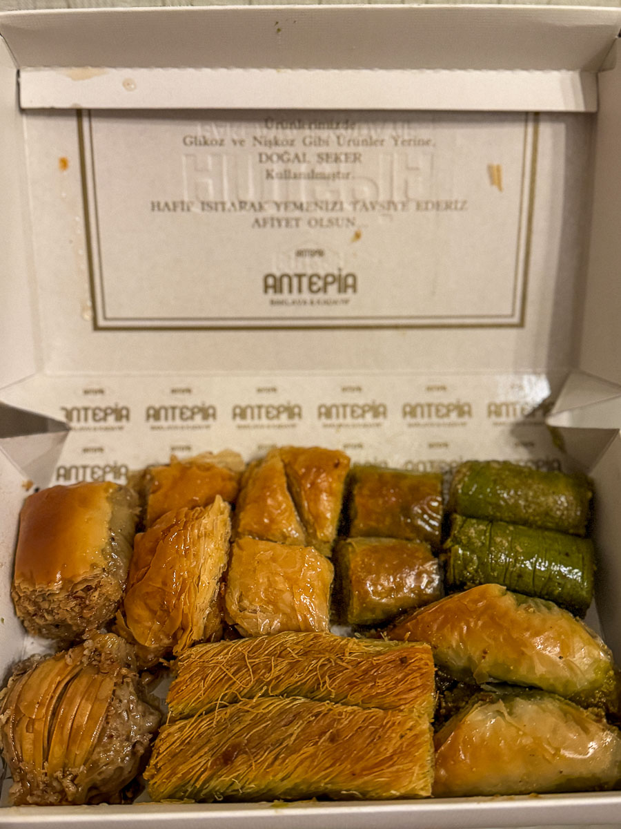 A box of baklava from ANTEPİA BAKLAVA KADAYIF.