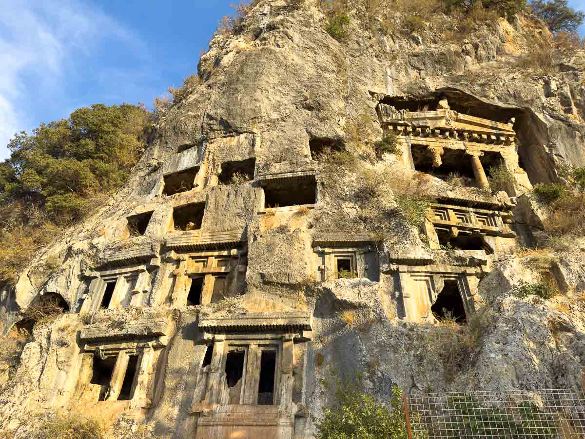 Old city etched into cliffside in Fethyie.