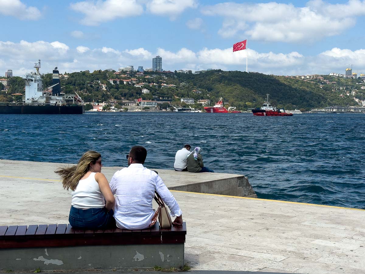 Couple looking at river