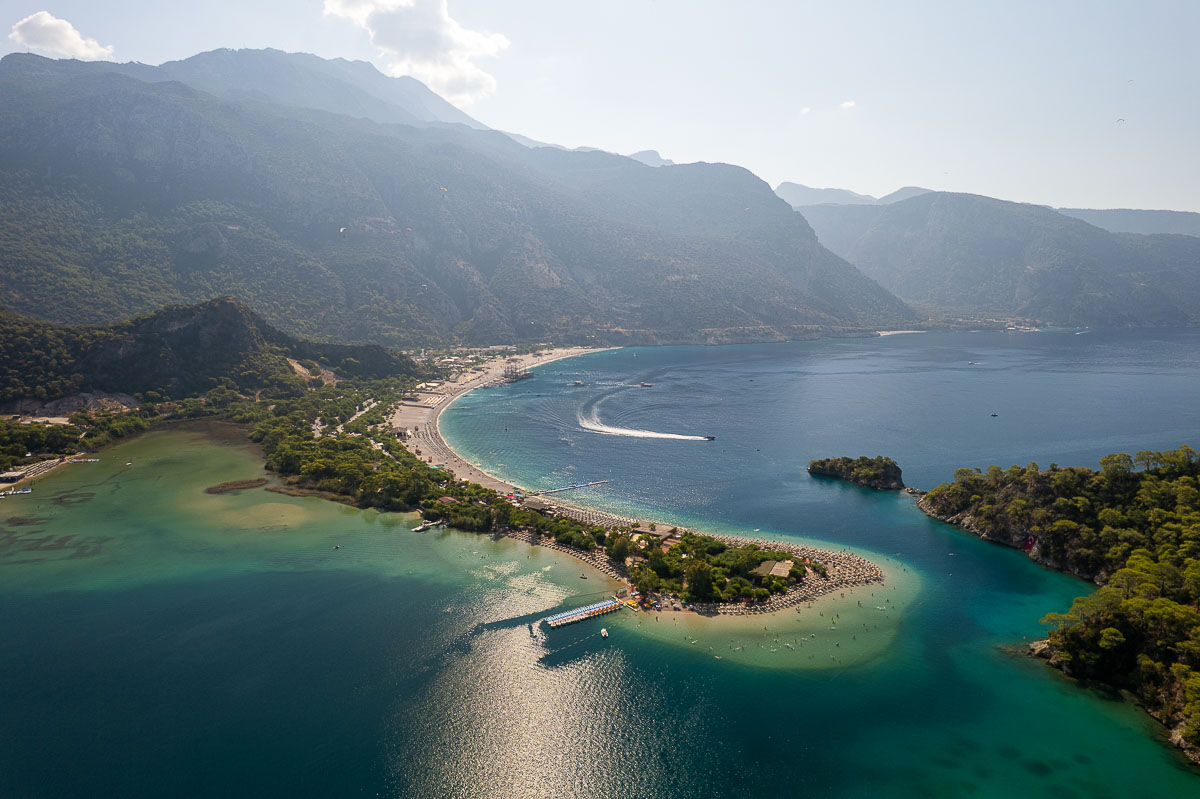 Blue Lagoon aerial sunny shot.