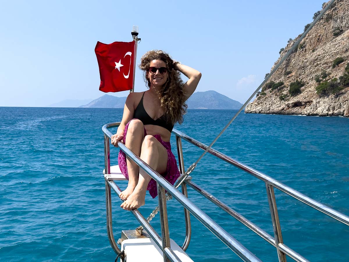 Nina and Turkey flag on the front of a boat.