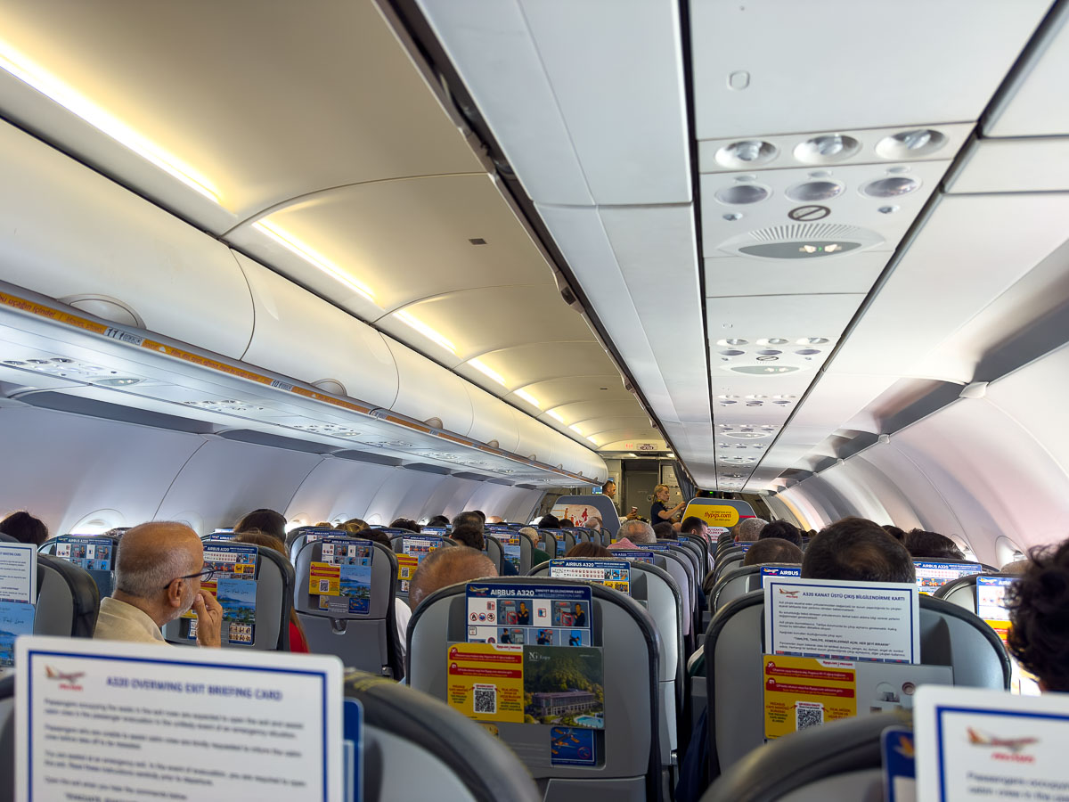 On board a Pegasus plane.