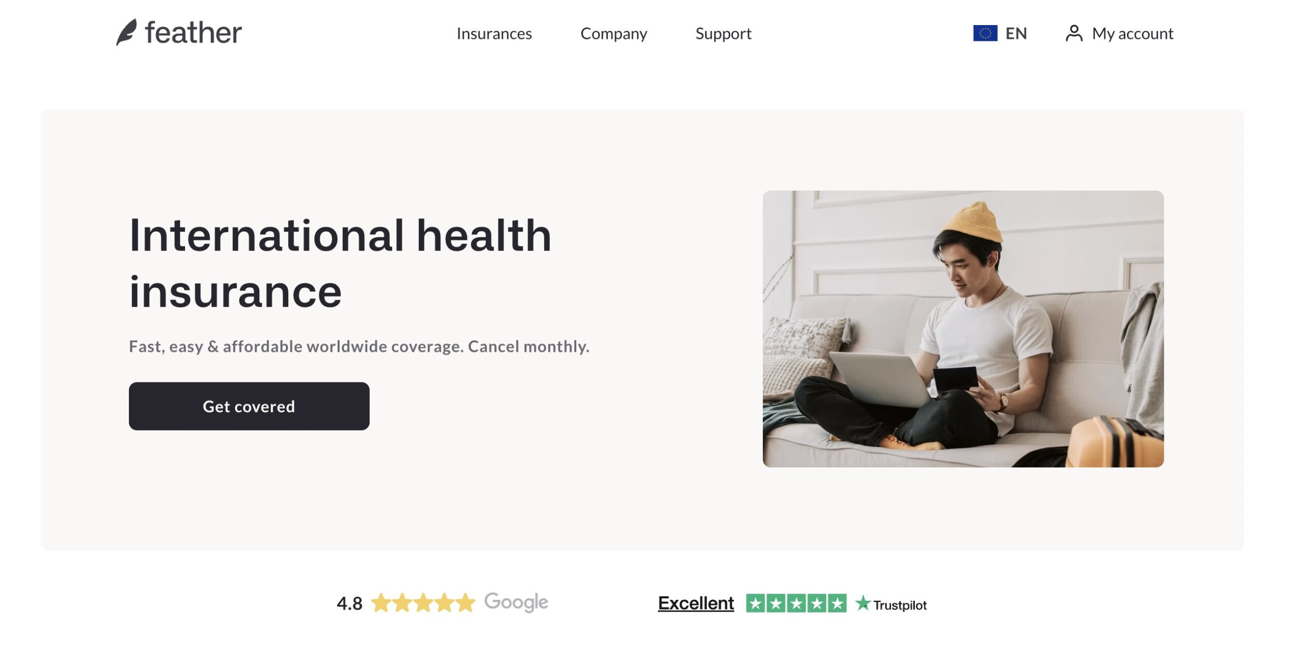 Feather insurance screenshot.