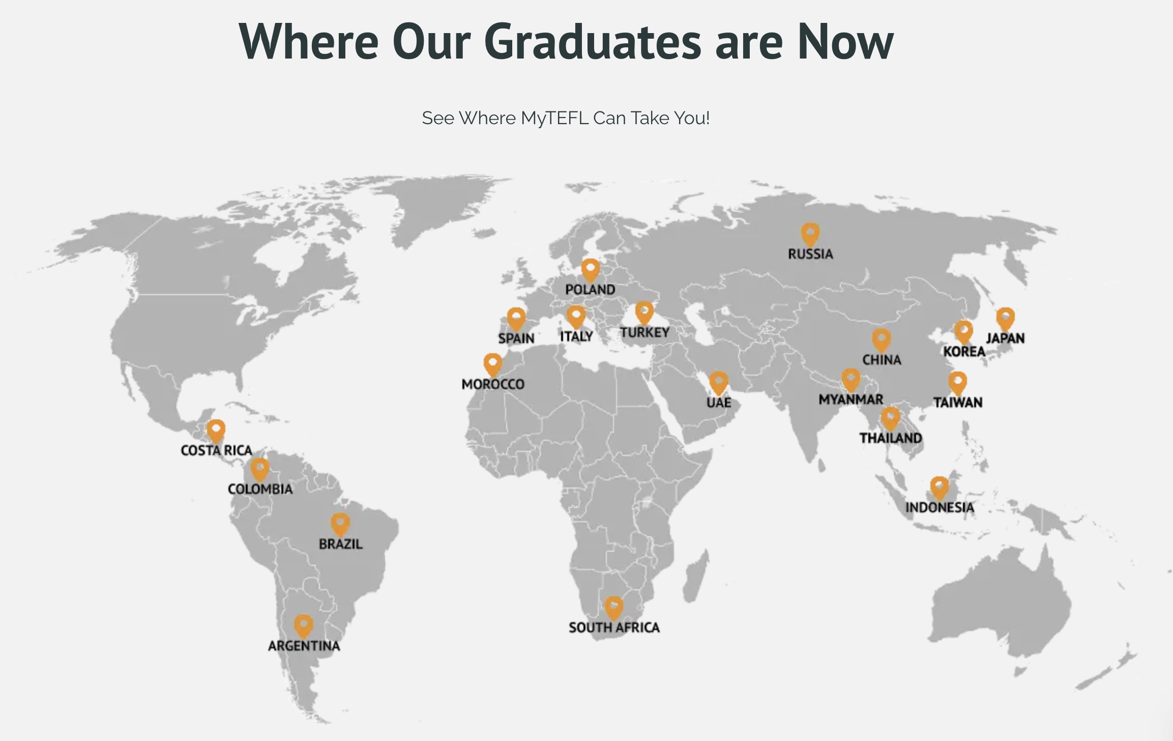 map showing where mytefl teachers are.