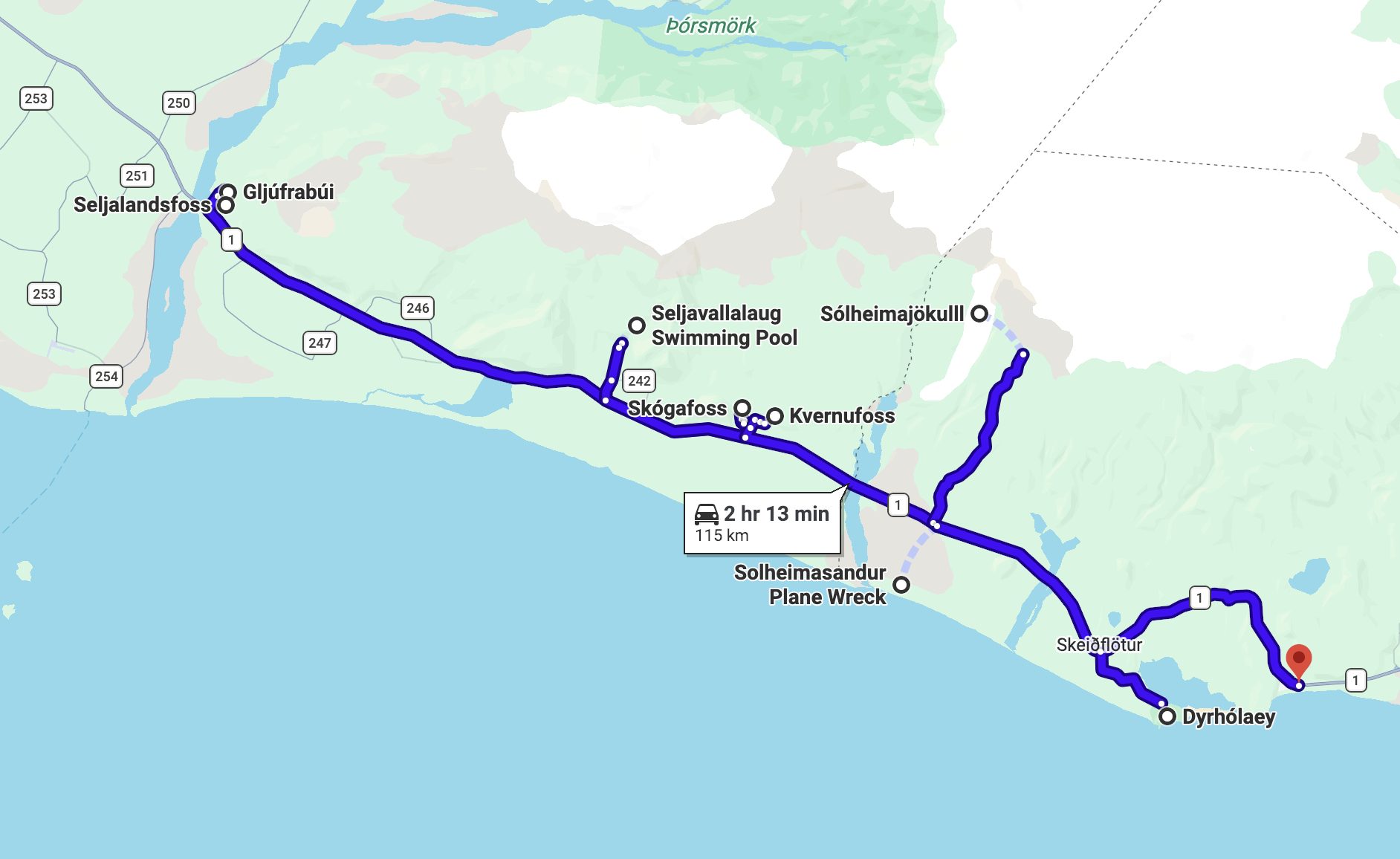 Best South Coast Iceland Stops Map