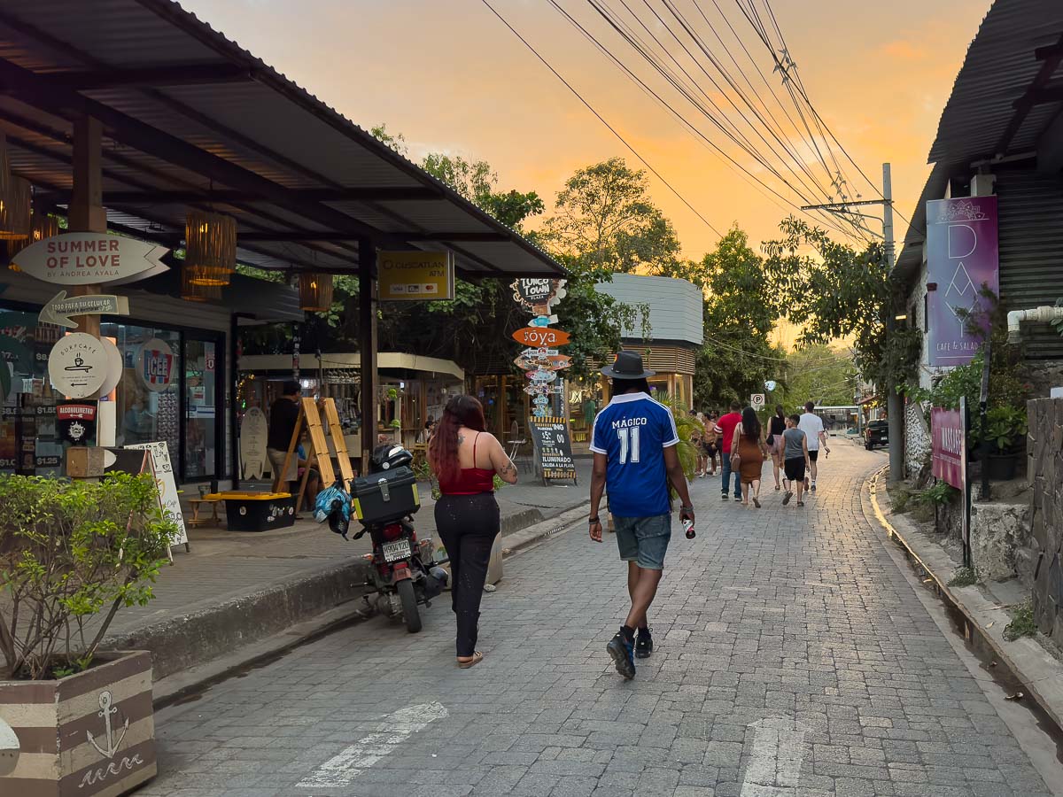 El Tunco El Salvador town walking on the road
