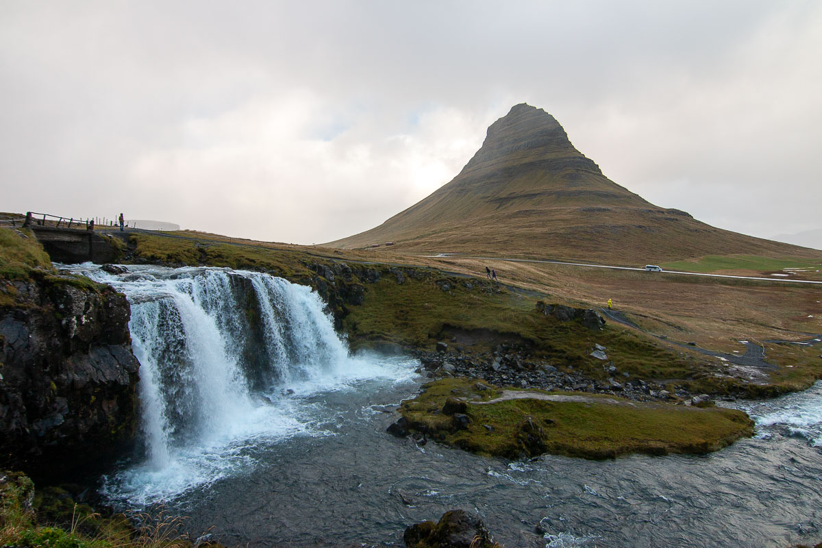 Kirkjufell mountain and waterfall below.