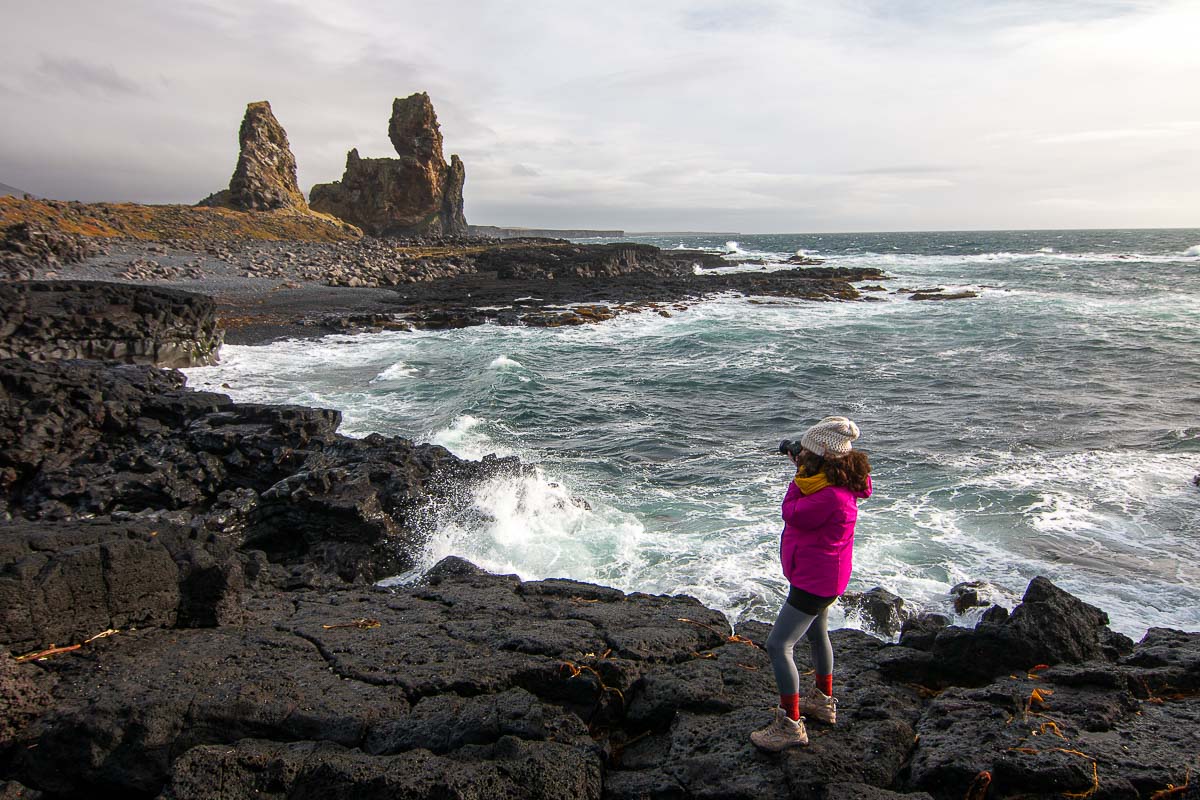 Londrangar cliffs Nina in pink.
