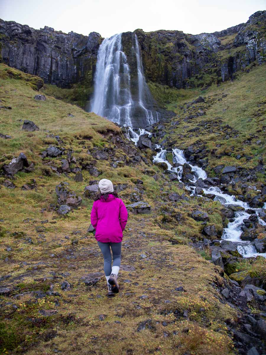 Snaefellsnes Peninsula Baejarfoss with Nina