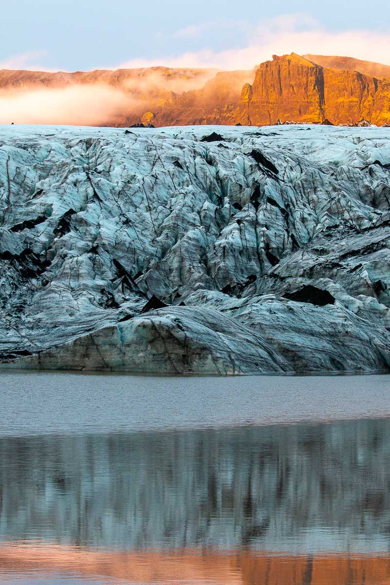 Solheimajokull Glacier-portriat sunset shot.