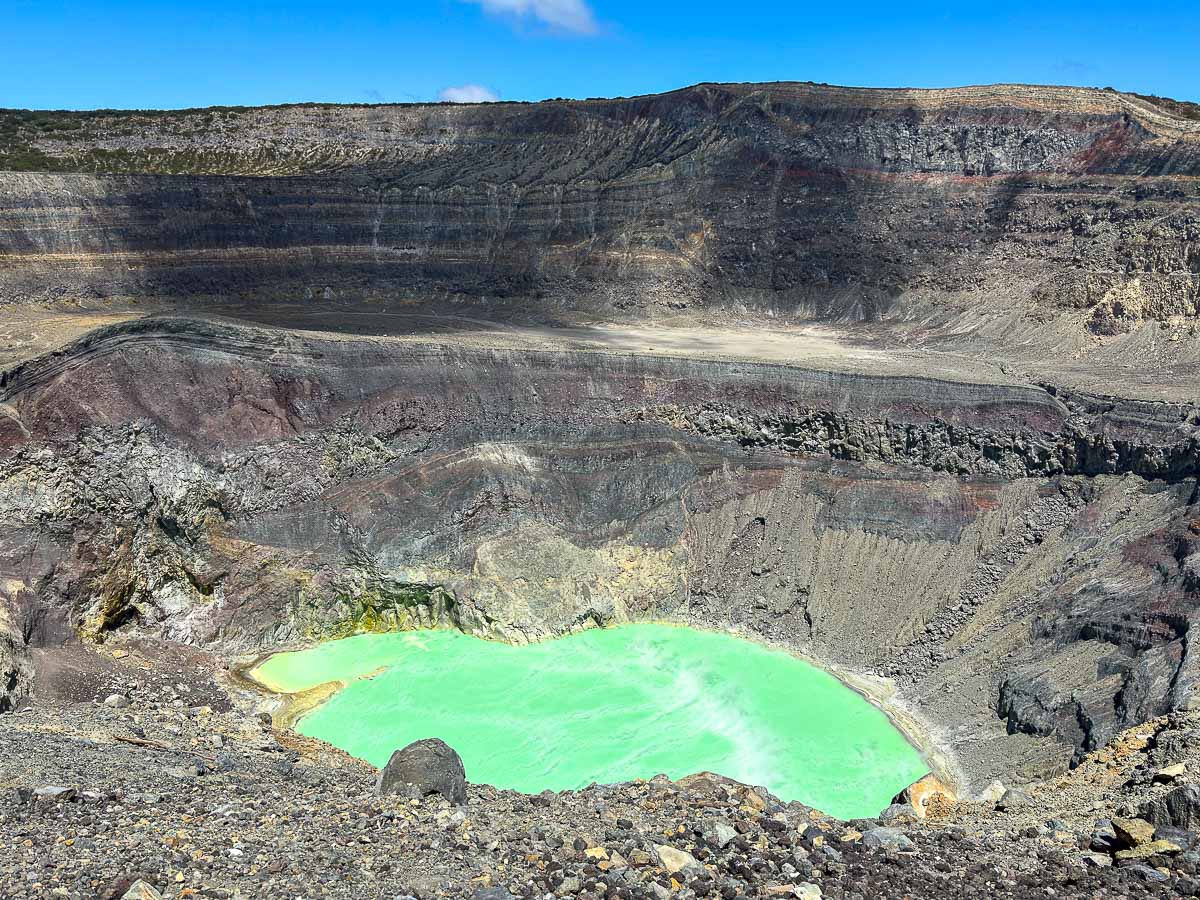 Santa Ana volcano hike lake from above shot